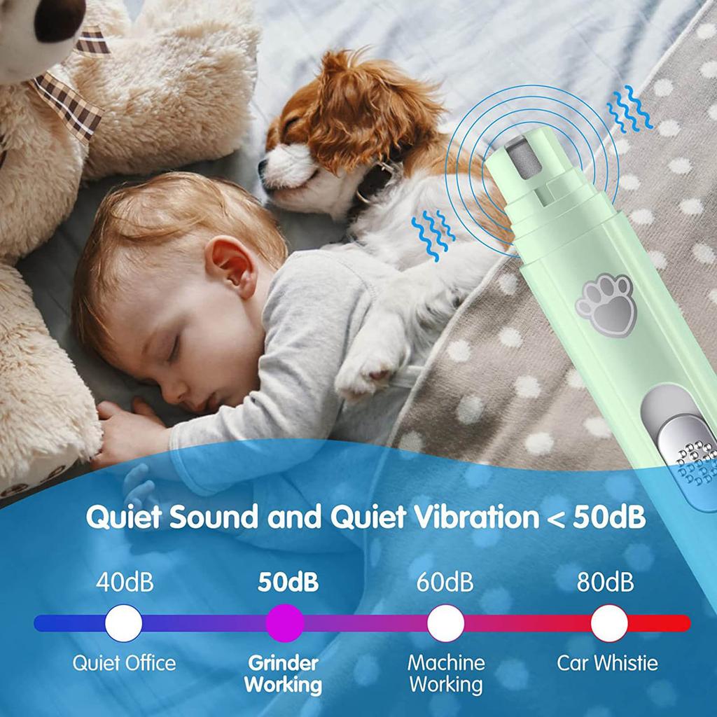 Nagelschleifer für Hunde, professionell, 2 Geschwindigkeiten, elektrisch, über USB wiederaufladbar, Haustier-Nagelschneider für die Pfoten-sichere Pflege von Katzen