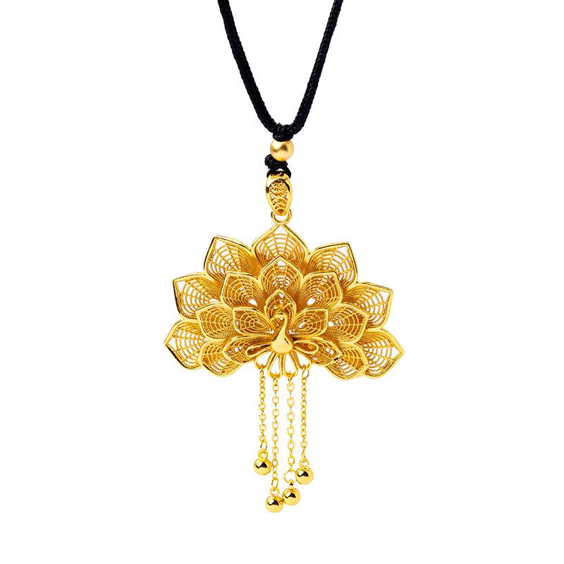 Trendy High-end Hollow Peacock Tassel Sweater Chain Women's Jewelry Necklace Pendant