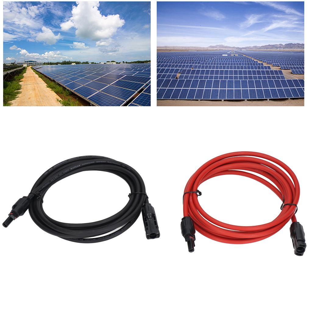 2Pcs Solar Panel Extension Cable 10AWG 6mm² Solar Extension Cable Rated Voltage 1000V Red Black