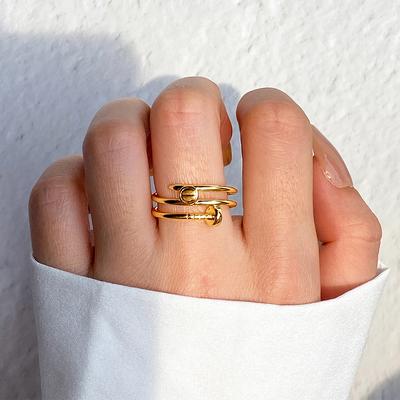 Anello di apertura regolabile per gioielli di personalità semplice per le donne Anelli color oro a forma di chiodo Regalo di moda