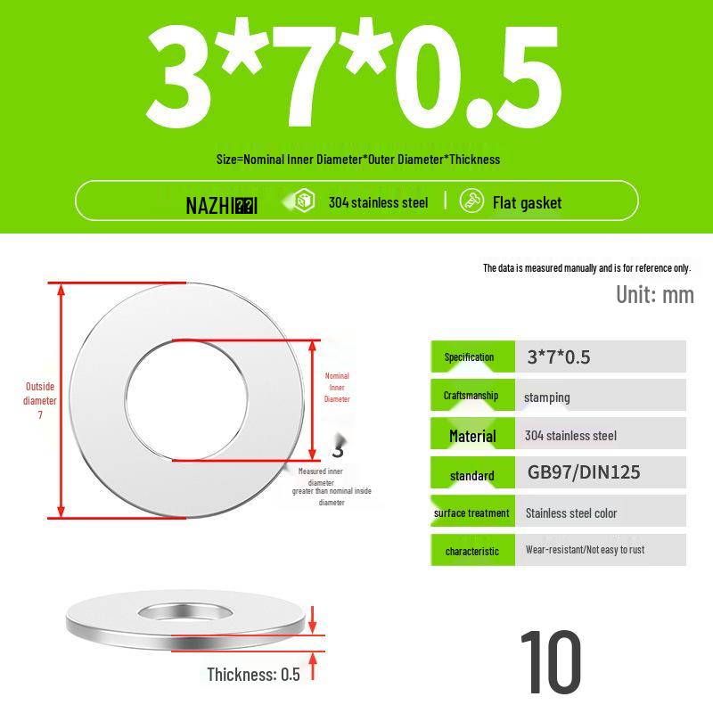 Thickened 304 Stainless Steel Flat Washer Spacer (M4-M8)