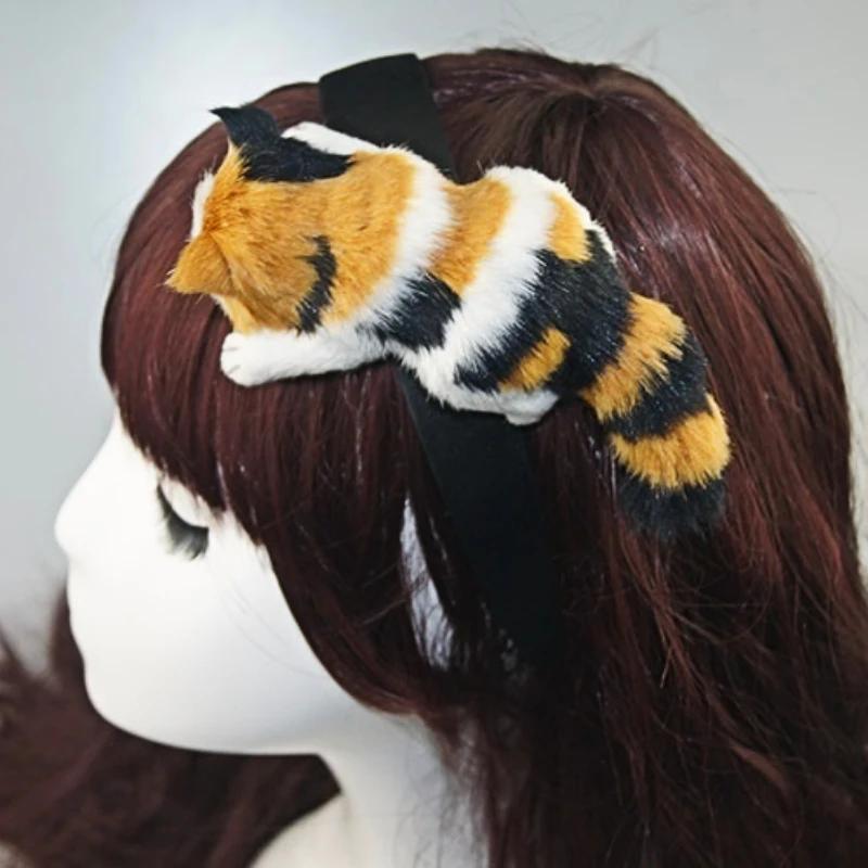 

New Hair Band Wool Felt Plush Toys Cute Hair Accessory Animal Simulation Crafts Cute Cat Headband Ladies Hair Accessories Party
