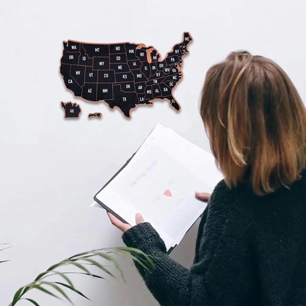YCCYYCCY Frameless Cork Board Map of The United State, 14" X 11" Bulletin Boards for Walls, Travel Tracker Map for Office, School and Home