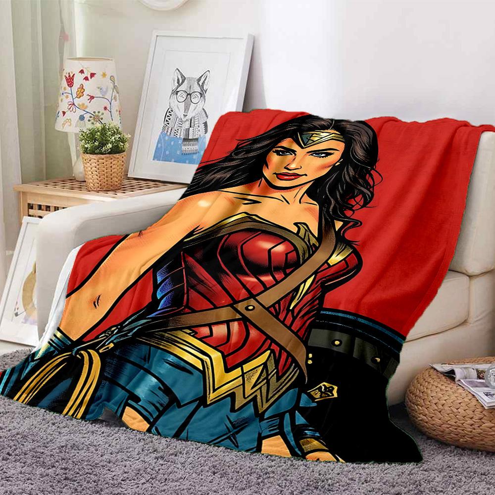 1ks deka Wonder Woman Polyesterové vlákno, Celoroční pohodlí na pohovku, postel, do kanceláře, auta, na kempování, Ideální domácí dekorace a dárek, Pohodlí v kanceláři