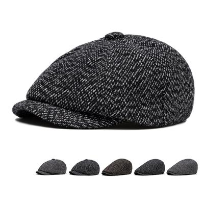 Béret Homme Automne Hiver Épais Chaud Twill Rétro Casquette Plate Casquette Britannique Casquette de Peintre