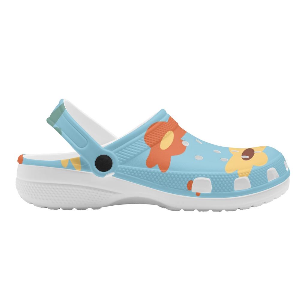 White Printed EVA Casual Clogs Men Women Soft Sole Breathable Lightweight Slip On Sandals Slippers Summer Daily Leisure Shoes
