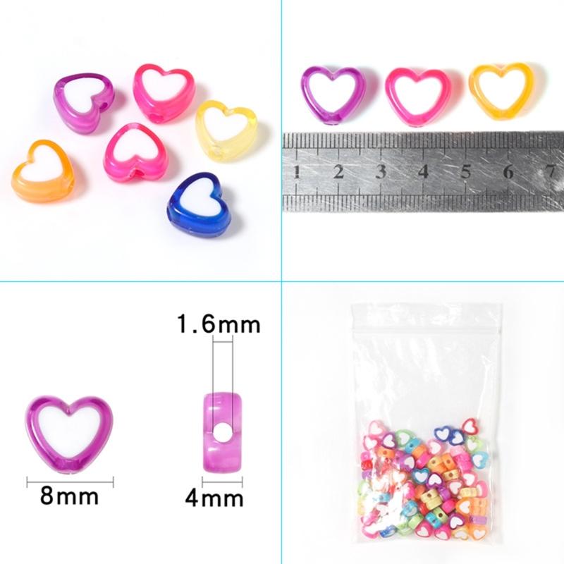 Pack of 100 Waterproof Loose Spacer Bead Acrylic Heart/Flower/Butterfly Shaped Beads Creative Jewelry Accessories