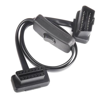 OBD2 Splitter Förlängningskabel med Strömbrytare Hane Två Portar till Hona ELM327 GPS Auto Diagnostik Kontakt Kontaktadapterkabel