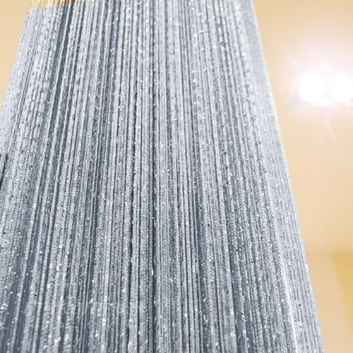 Door Fringe Curtain Door Curtains,Rare Flat Silver Ribbon,Thread Fringe Window Panel Room Divider Cute Strip Tassel Party Events Sequin(1Pack, Black)