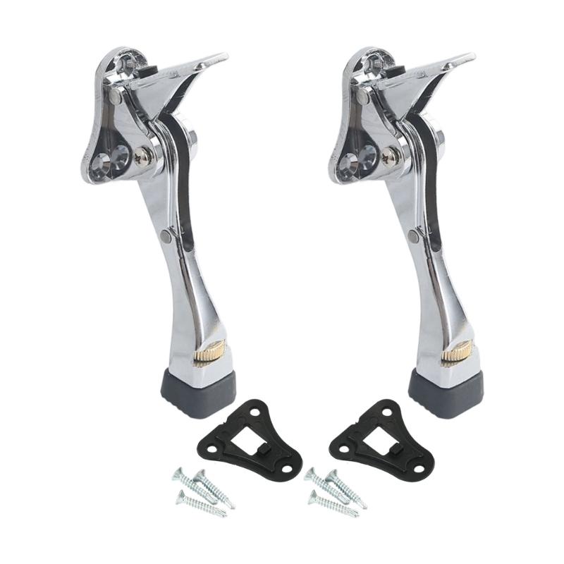 2Pcs Easy Pedals Kick Down Door Stop Adjustable Door Holder Wall Protector Zincs Alloy Doorstop with Rubber Tip