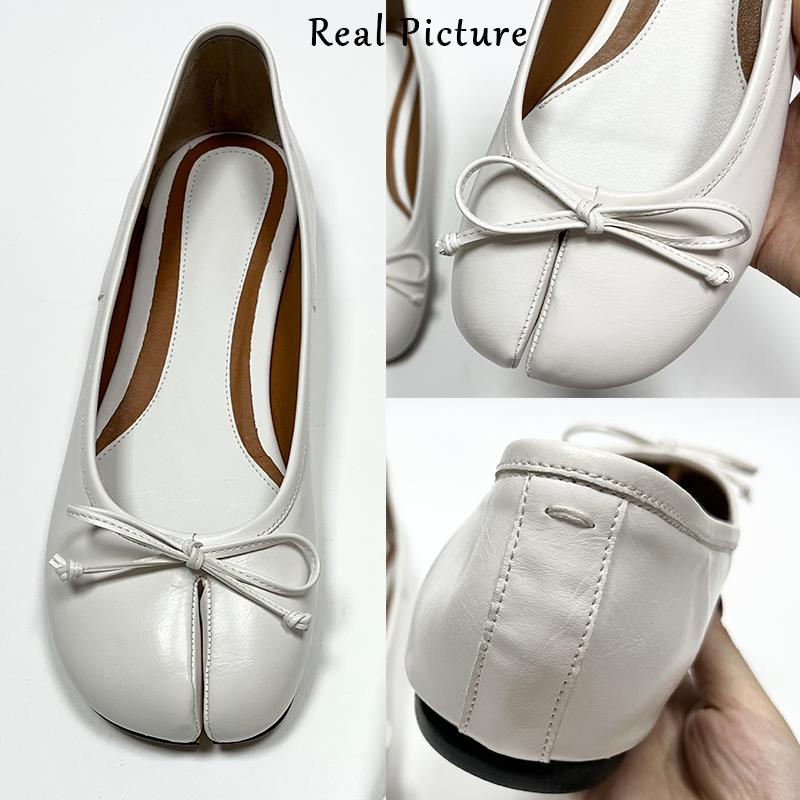 Módní IPPEUM Boty s rozdělenými prsty Tabi Baleríny Ženy Černá kůže Mary Janes Nadměrná velikost 44 Baleríny s motýlkovou mašlí Zapatos mujer