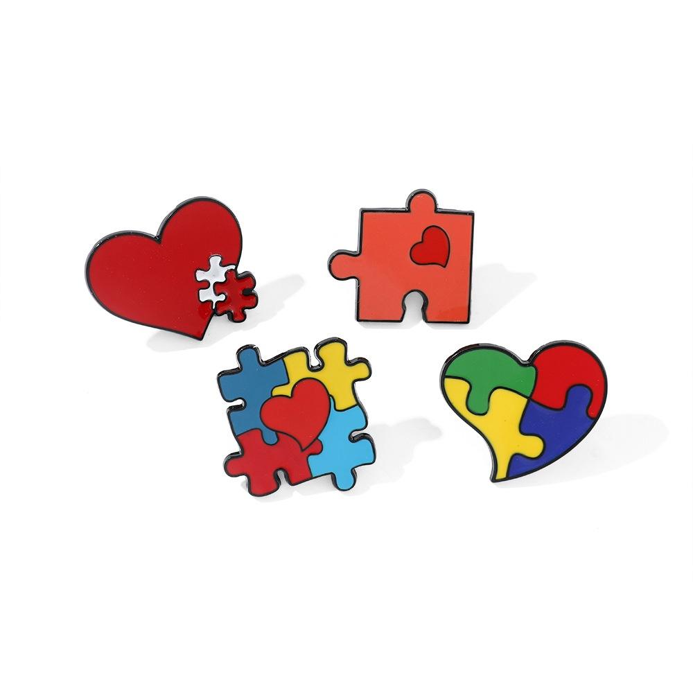 Spilla Arcobaleno Colorata Puzzle Spilla Metallica Unica Cartoon Per Borse E Accessori