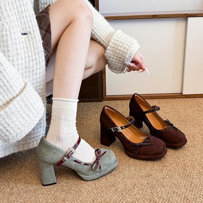 Nuova Piattaforma Primavera Tacco Spesso Scarpe Mary Jane da Donna Fibbia a Fiocco di Farfalla Moda Scarpe Lolita Eleganti Pumps da Sera per Signore