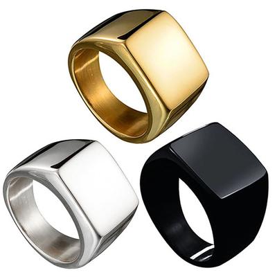 Mode Männer Edelstahl Plain Square Hochzeit Finger Ring Band Punk Schmuck