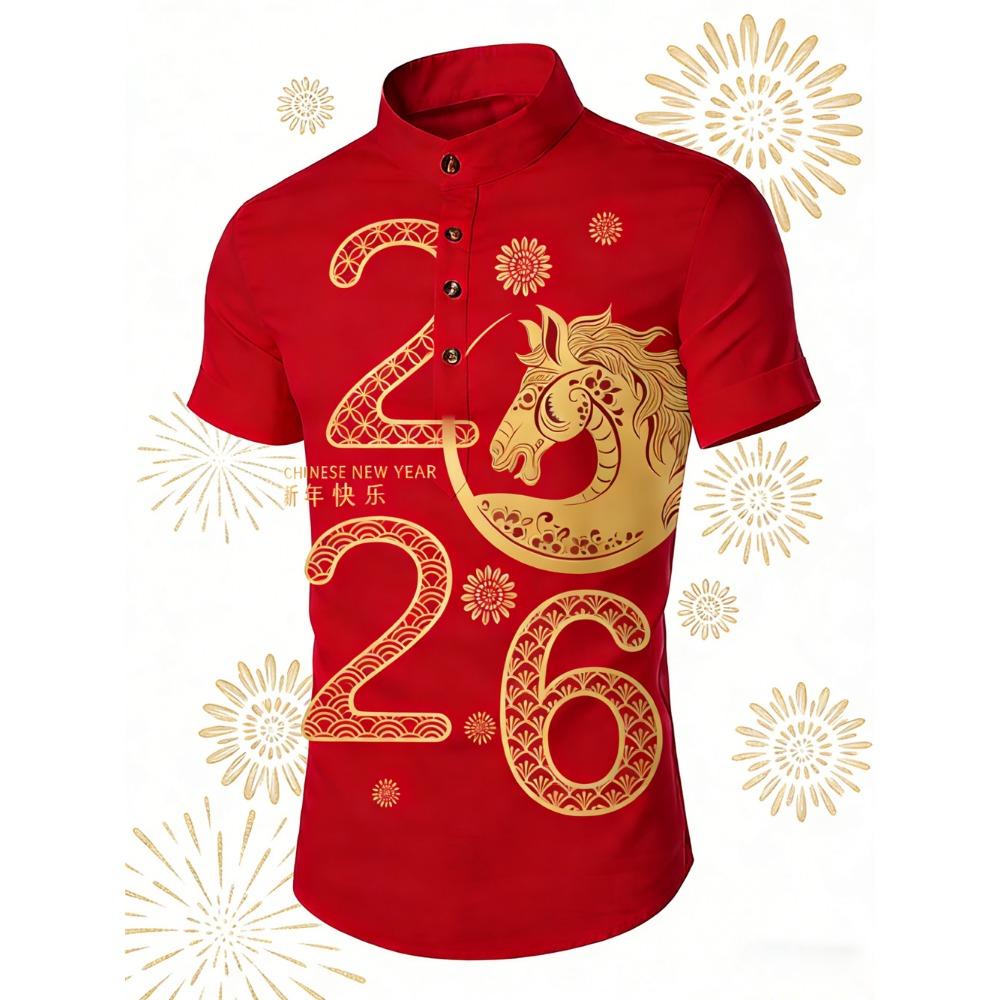 2026 Men s New Chinese Year Horse Zodiac HD Printed Shirt Designer Shirt Hawaiian Home Party Men s Fast Shipping for You 4XL