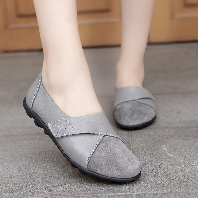 Women's Shoes Casual Shoes Women's Singles Mom's Shoes Low Cut Comfortable Velcro Loafers Bean Shoes
