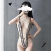 Backless Lace-Up Striped Bodysuit Set 19167