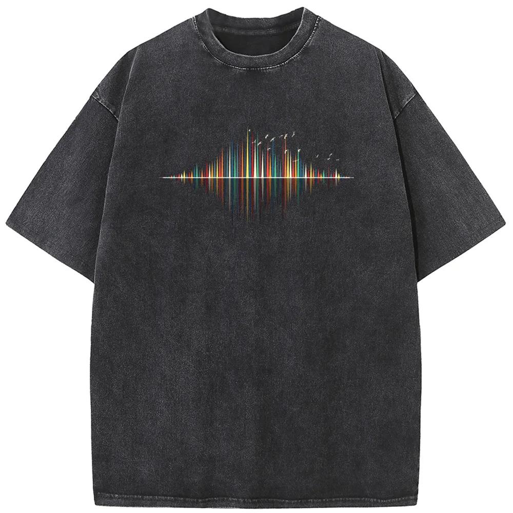 Classic Sound short-sleeve Men's and women's high-quality water-wash distressed old-fashioned retro casual graphic t shirts