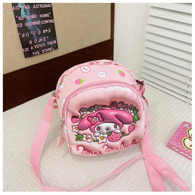 

Childrens Cartoon Shoulder Bag With Durable Oxford Fabric For Kindergarten Daily Use Pink Bunny