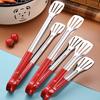 Red Silicone Stainless Steel Anti-Slip BBQ Tongs – Anti-Scald Kitchen Tongs for Bread and Food