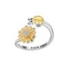 Adjustable Open Spinner Ring For Women With Zircon Stress Relief Anxiety Soothing Jewelry Rotatable Band Gift