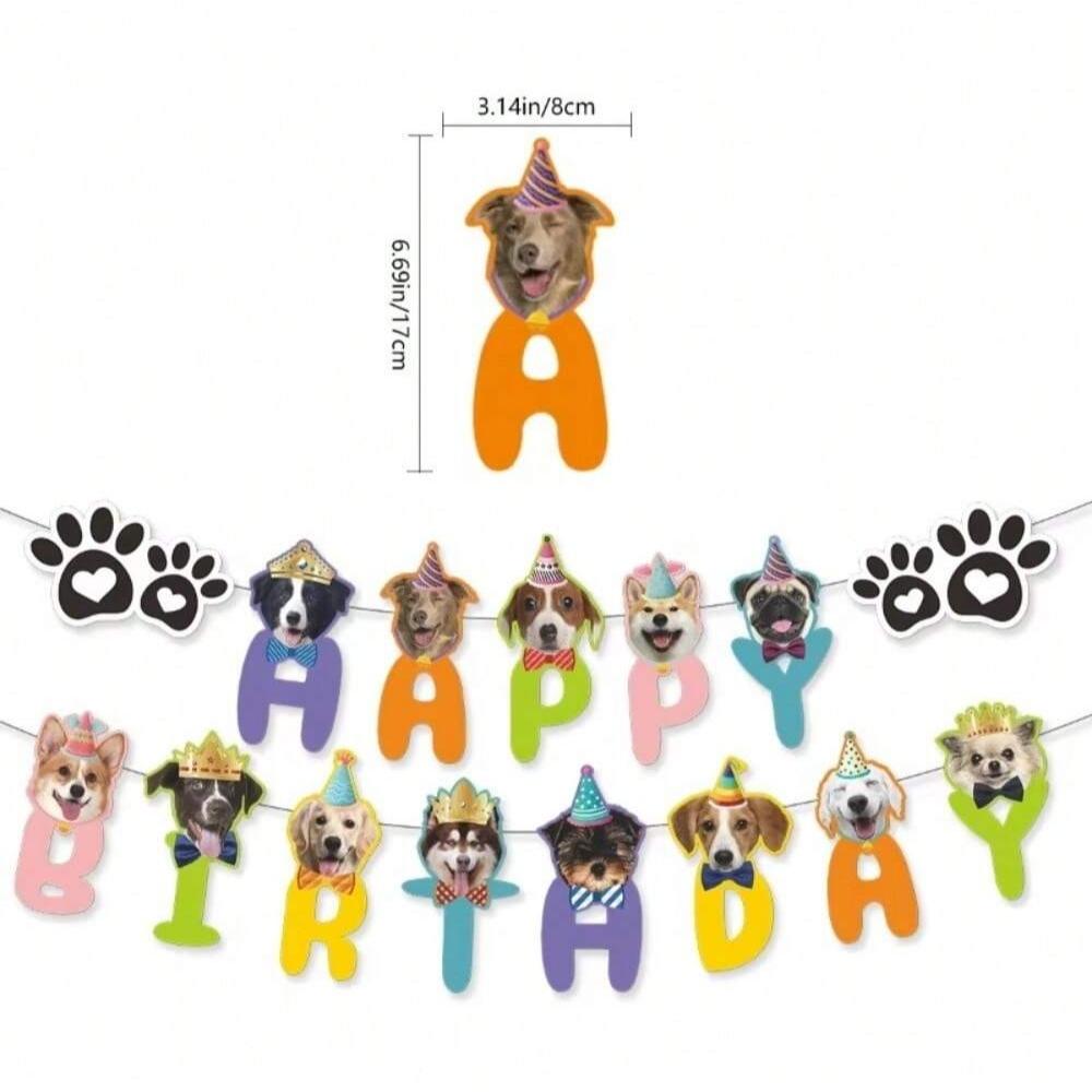 Pet Birthday Dress Set Cute Dog Party Outfit Banner Decoration Joyful Ceremony for Pets Dog Happy Birthday Party Decoration