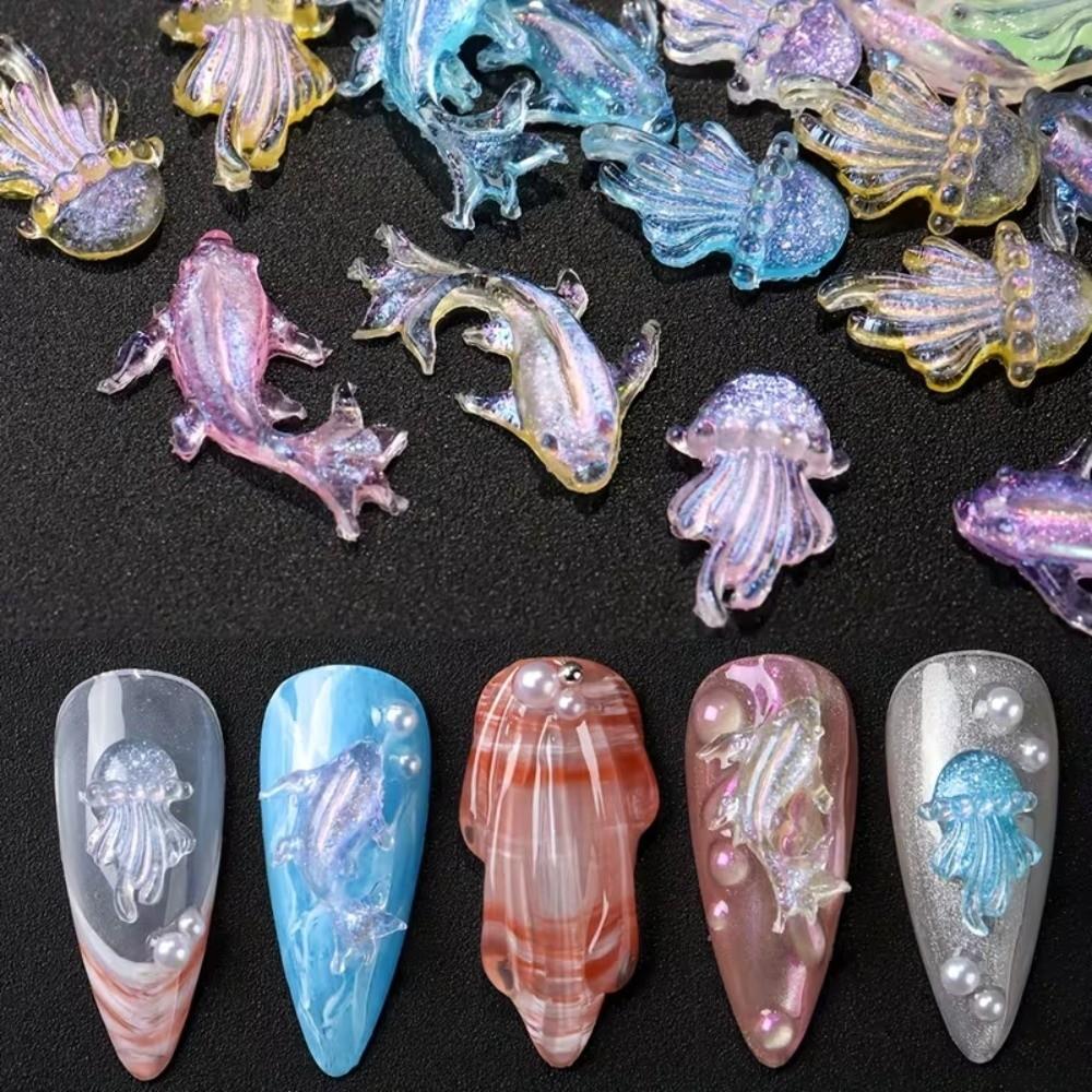 100 Pcs Mini Shiny Goldfish Ocean Aurora Nail Rhinestones  DIY Scrapbooking Accessories