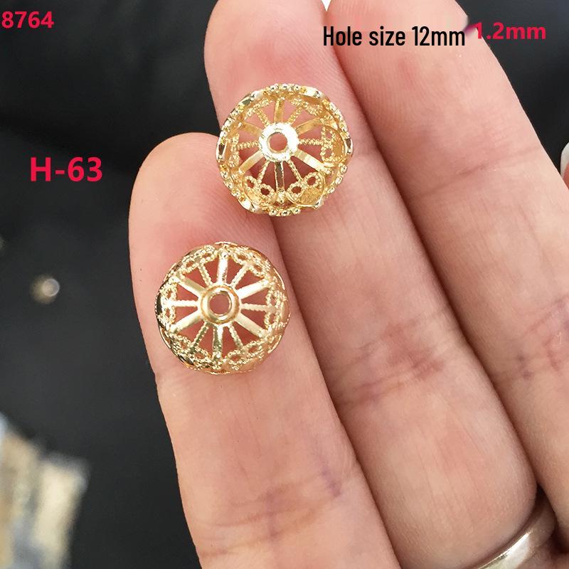14K Gold  Copper Plated Hollow Flower Stone Bead Charm Bracelet Spacer Pad DIY Accessory