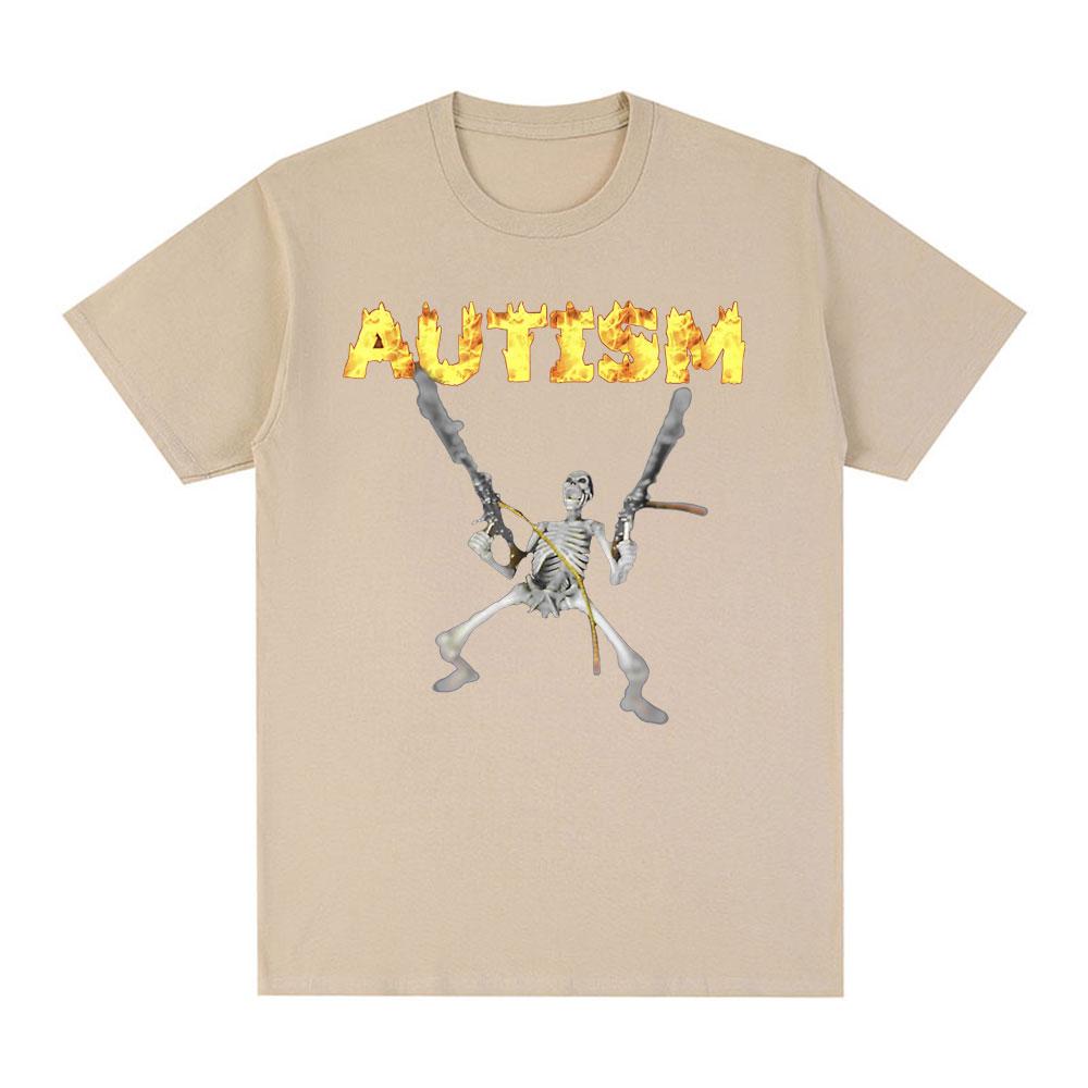 Funny Autism Skeleton Meme T Shirt Humor Skull Meme Women Fashion Hip Hop T-shirt Casual Cotton Short Sleeve Summer T-shirts