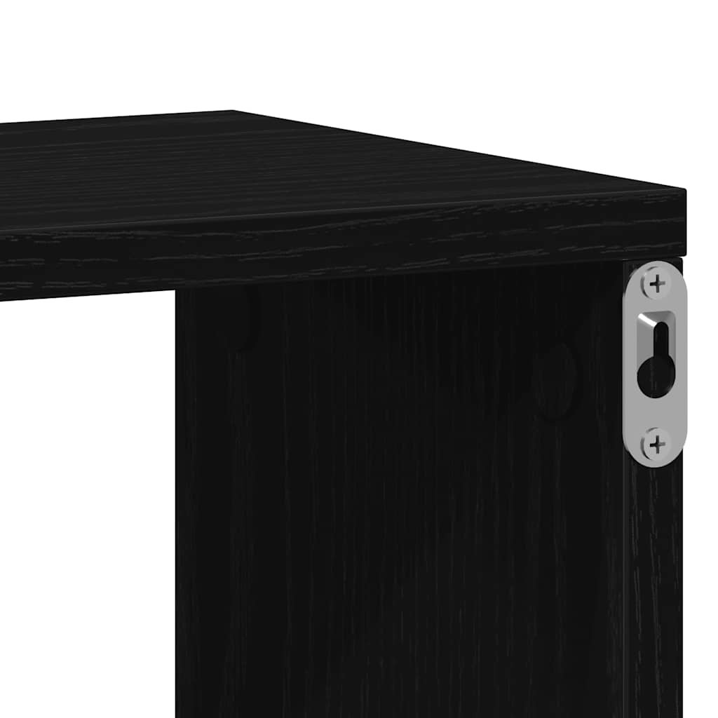 Cube Shelves Set of 4 Black Oak Effect 100 x 15 x 30 cm