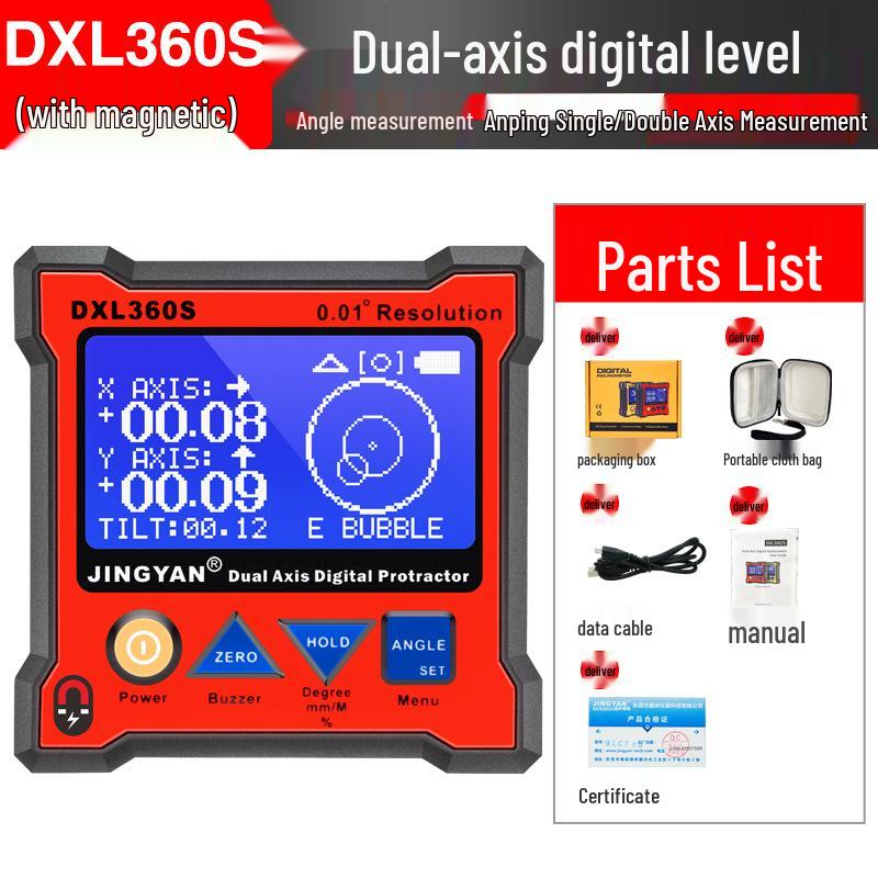 Jingyan DXL360S High-Precision Digital Dual-Axis Electronic Level with Lithium Battery