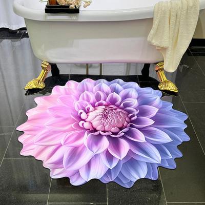 Tapis de sol floral 3D Antidérapant Absorbant Tapis de bain Motif floral réaliste Tapis pour Cuisine Chambre Salon Entrée