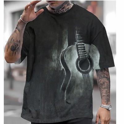 3d Guitar Print Short Sleeve T-Shirt For Men Summer Casual Men T-Shirt Street Fashion Man Clothing Loose Oversized Tee Tops 2025