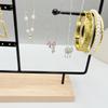 Wood Base Jewelry Display Stand with Detachable Funtion Earring Organizer for Tabletop Storage Home Shop Decoration