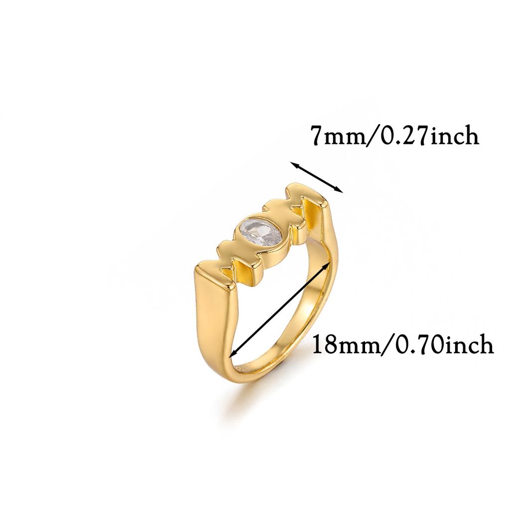 Mom Royal Ring Women Gold Color 3D Letter Casting Rings 7 8 Size Rhinestone Anillos Acero Inoxidables Jewelry Mother's Day Gift