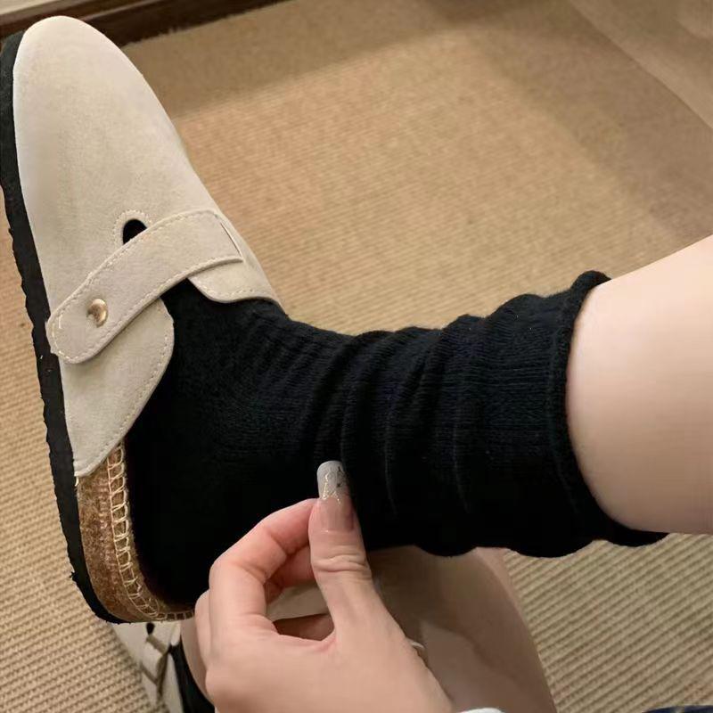 Korean Style Flocked Lamb Women's Mid-Tube Socks - Early Autumn College Cute Design