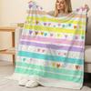 Lightweight Flannel Blanket Love Stripe Series, Soft Warm Cozy, Versatile for Home Decor & Car, Ideal Valentine’s Day Gift
