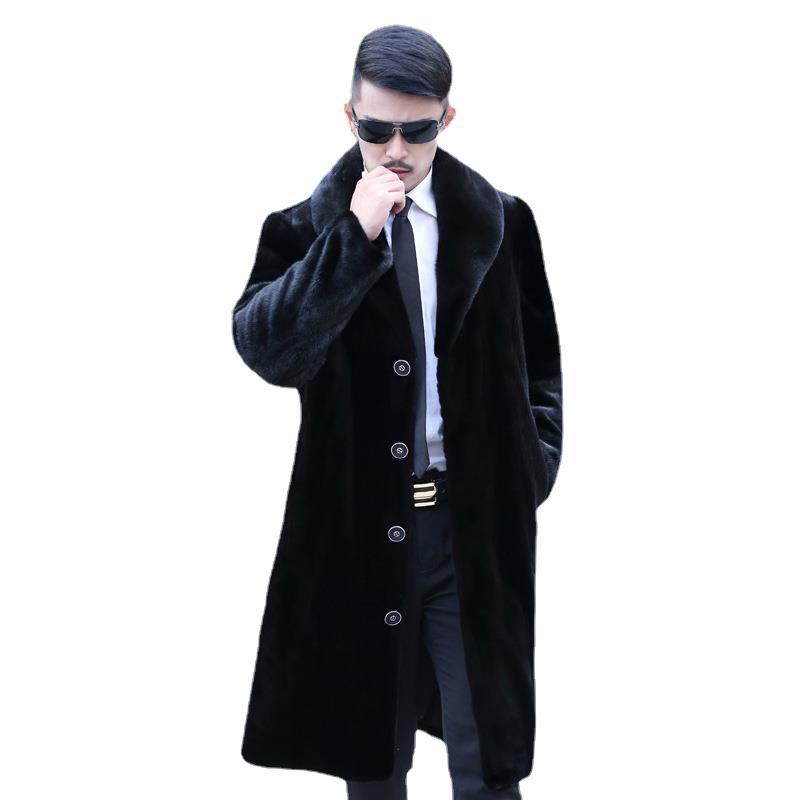 Autumn and winter new men's fur coat imitation mink coat long European and American large size warm casual mink coat