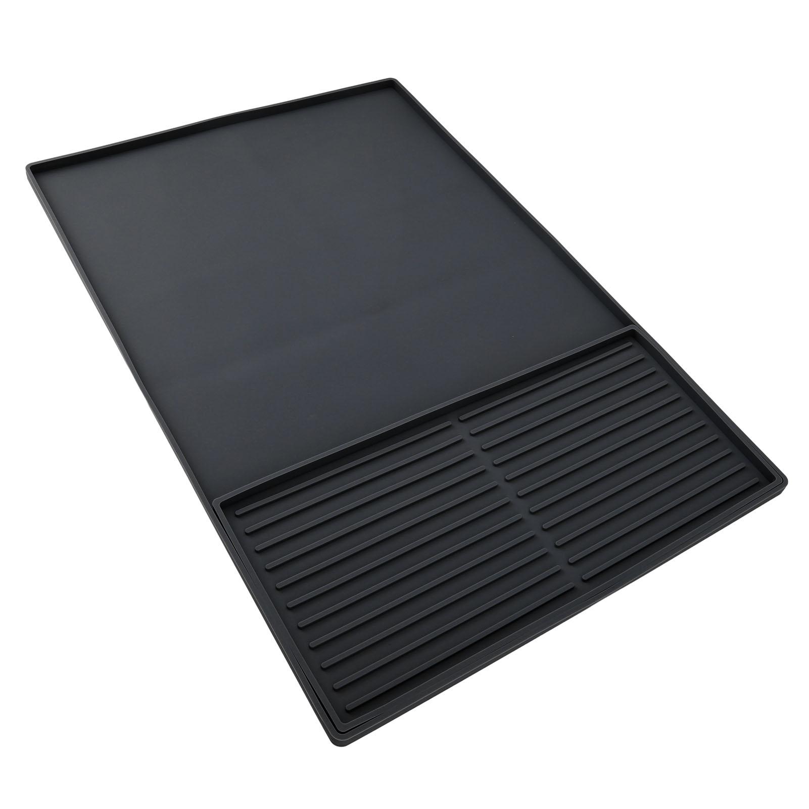 

Coffee Machine Bar Mat Heat Insulation Silicone Dual Zone Drying Mat and Drip Tray for Kitchen Countertop