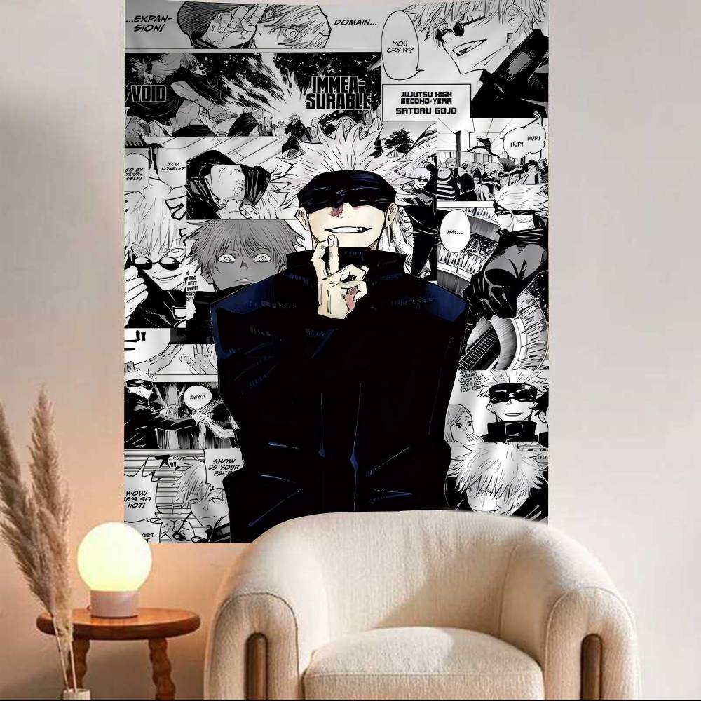 Jujutsu Kaisen Gojo Satoru Chart Tapestry Art Science Fiction Room Home Decor Cheap Hippie Wall Hanging