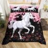 Galloping Horse Bedding Set Horse Duvet Cover Twin Full Queen King Farmhouse Animals Comforter Cover for Kids Girls Teens Room