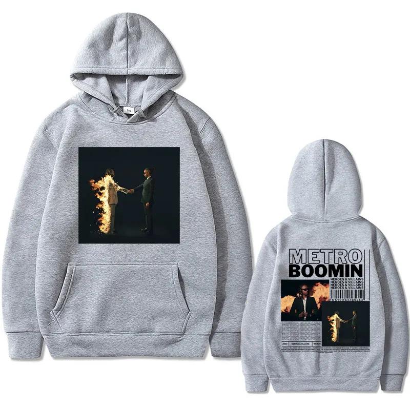Rapper Metro Boomin Heroes & Villains Music Album Print Hoodie Men Hip Hop Oversized Sweatshirts Male Vintage Hoodies Streetwear