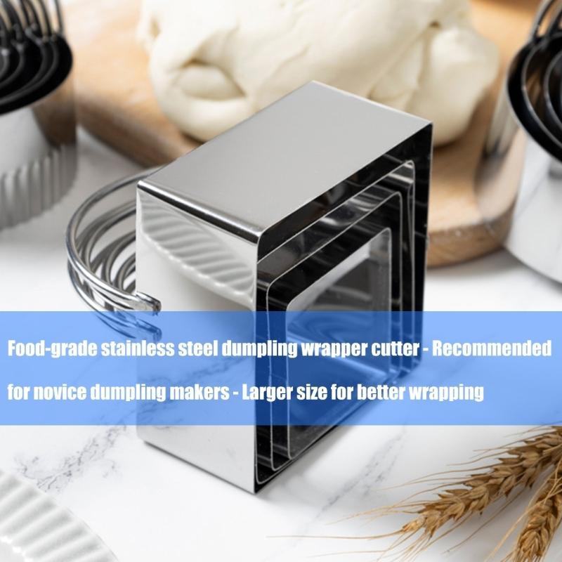 5Pcs Stainless Steel Baking Rings With Handle For Cookie Cake Biscuits Dough Cutting Dishwasher Safe Kitchen Tool