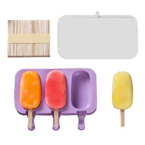 Kids Cartoon Shape Popsicle Molds Food-Grade Silicone Reusable Sticks Non-Stick Design Easy Release Ice Cream Mold