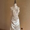 French Retro Lace Light Wedding Dress Bridal Tube Top Heavy Industry Evening Dress Skirt Light Luxury Niche Satin Fishtail Door Yarn
