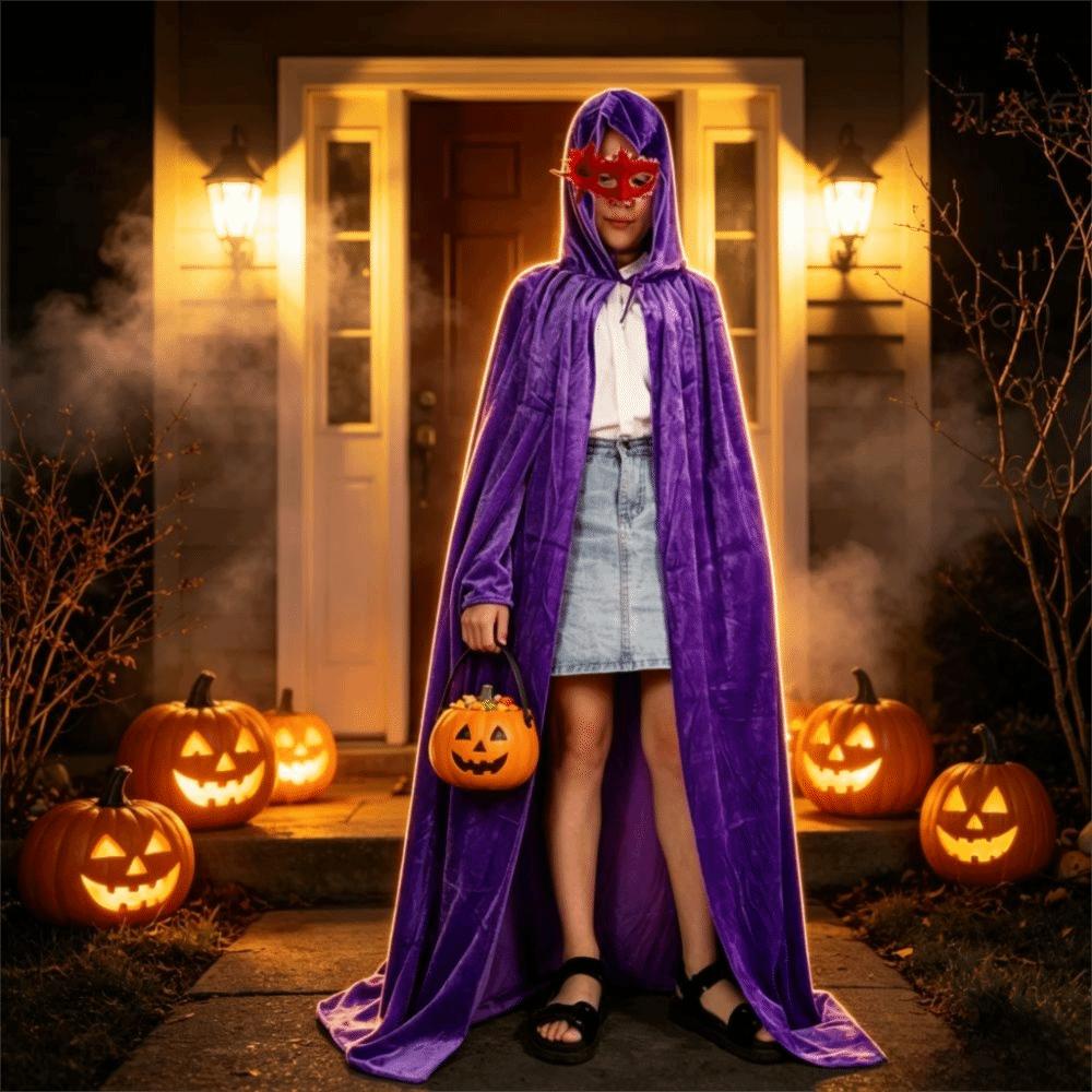 Velvet Medieval Long Cape Conceal Gown Halloween Witchcraft Robe  Medieval Reenactment
