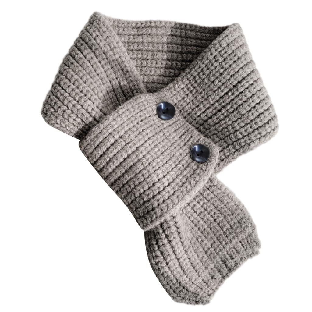 Elegant Knitted Scarf with Functional Buttons for Daily Wear Fashion Crossed Neck Warmer Wrap Scarf for Women Windproof