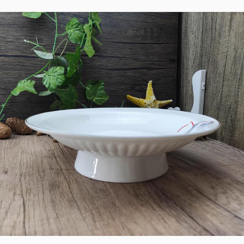 Tai Shun Thousand Miles River Ceramic High-Foot Serving Plate