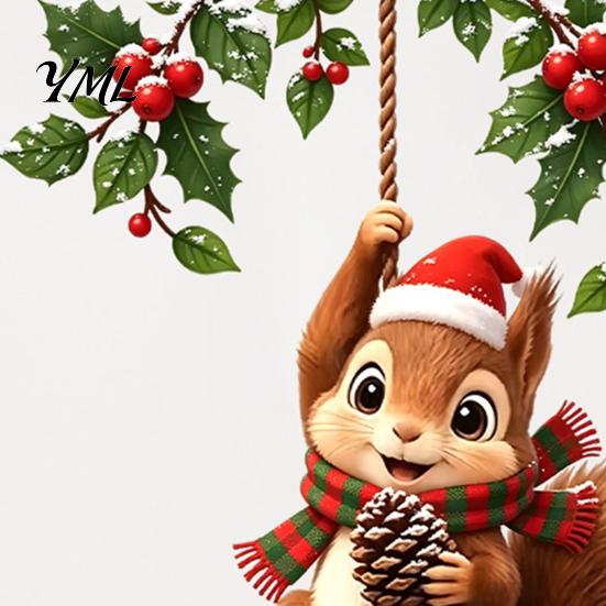 Socket Panel Cover Christmas Squirrel Switch Sticker, Decorative Wall Decal for Light And Pattern Ornament Panels, Removable PVC Festive Art