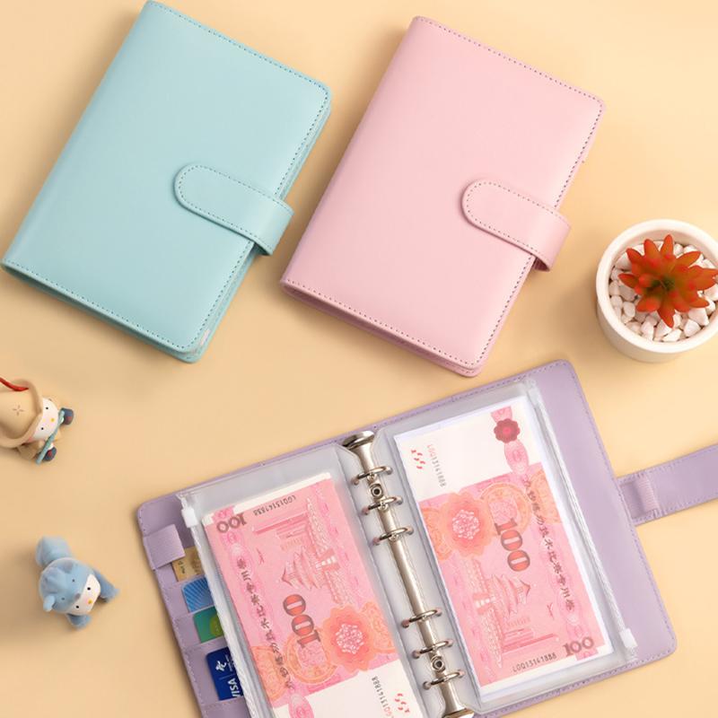 A6 PU Leather Loose Leaf Notebook Cover Macaroon Color Diy Journal Agenda Planner Cover 6 Ring Binder Notebook Cover Stationery